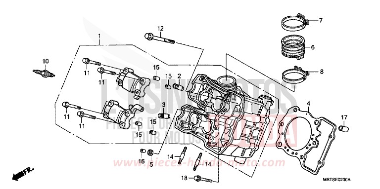 CULASSE DE CYLINDRE AVANT de Varadero ABS PEARL BREEZY BLUE (PB341) de 2006